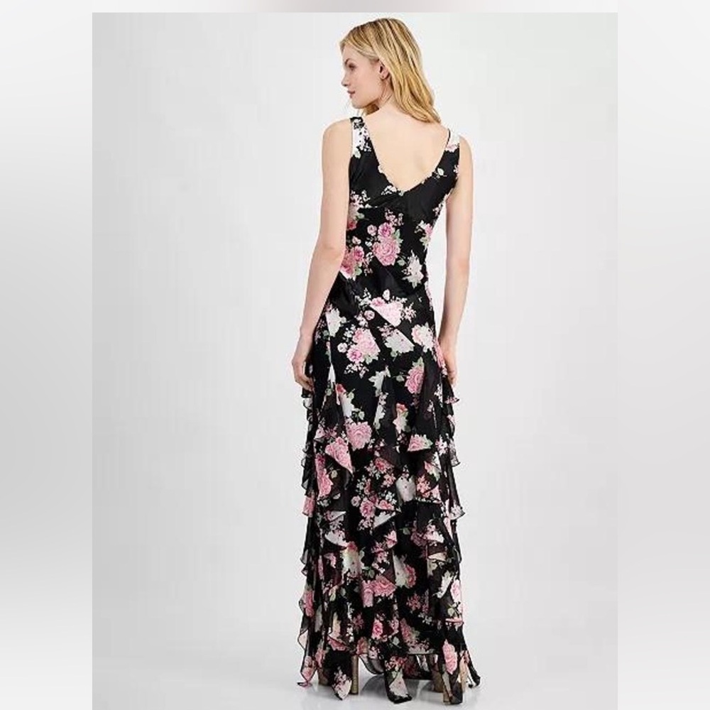 💖City Studios Floral Ruffle Floor Length Dress Size S NWT💖